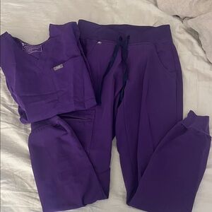 Figs Women's Purple Scrub Top and Jogger Set